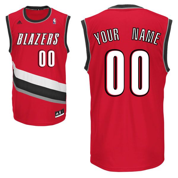 Men Adidas Portland Trail Blazers Custom Replica Alternate Red NBA Jersey 1